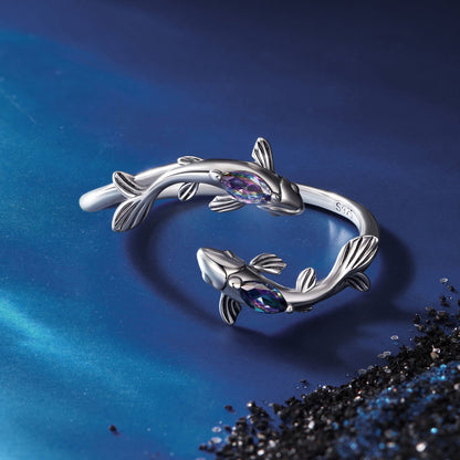 925 Sterling Silver Transparent Glass Ring for Women