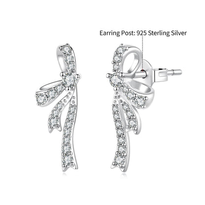 925 Silver White Gold Plated CZ Pavé 1.7 x 0.7 cm Earrings for Women