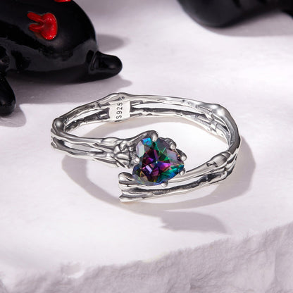 925 Sterling Silver Ring with Heart Design, 0.55cm Heart Size, Women’s Jewelry