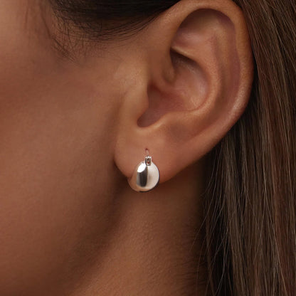 925 Sterling Silver Plated White Gold Earrings 1.4 x 1.0 cm for Women