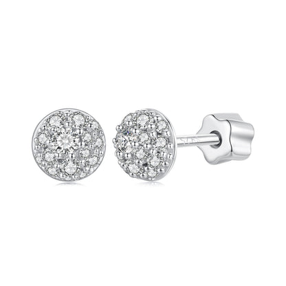 925 Sterling Silver White Gold Plated Moissanite Earrings Size 10mm for Women