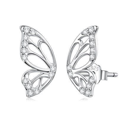 925 Sterling Silver White Gold Plated Pavé Set CZ Earrings - Small Size