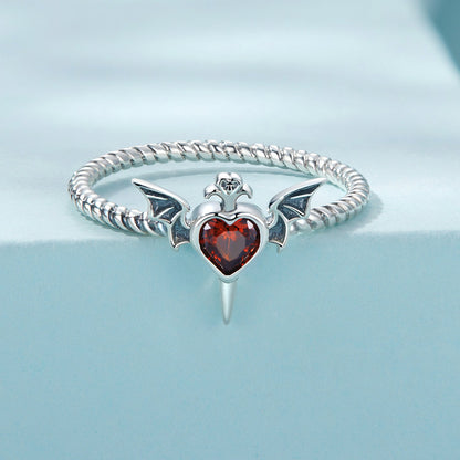 925 Sterling Silver Oxidized CZ Pendant Ring Size 6 for Women