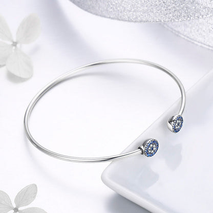 925 Sterling Silver Bracelet with Outer Diameter 6cm and Wall Thickness 0.2cm for Women