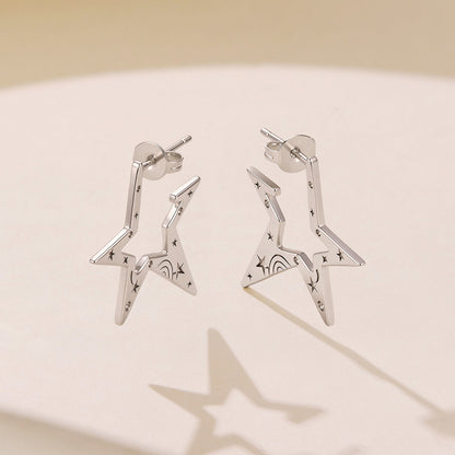 925 Sterling Silver White Gold Plated 2.3 cm Copper Earrings for Women