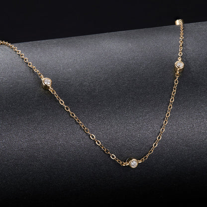 925 Sterling Silver White Gold Plated Adjustable Moissanite Necklace for Women