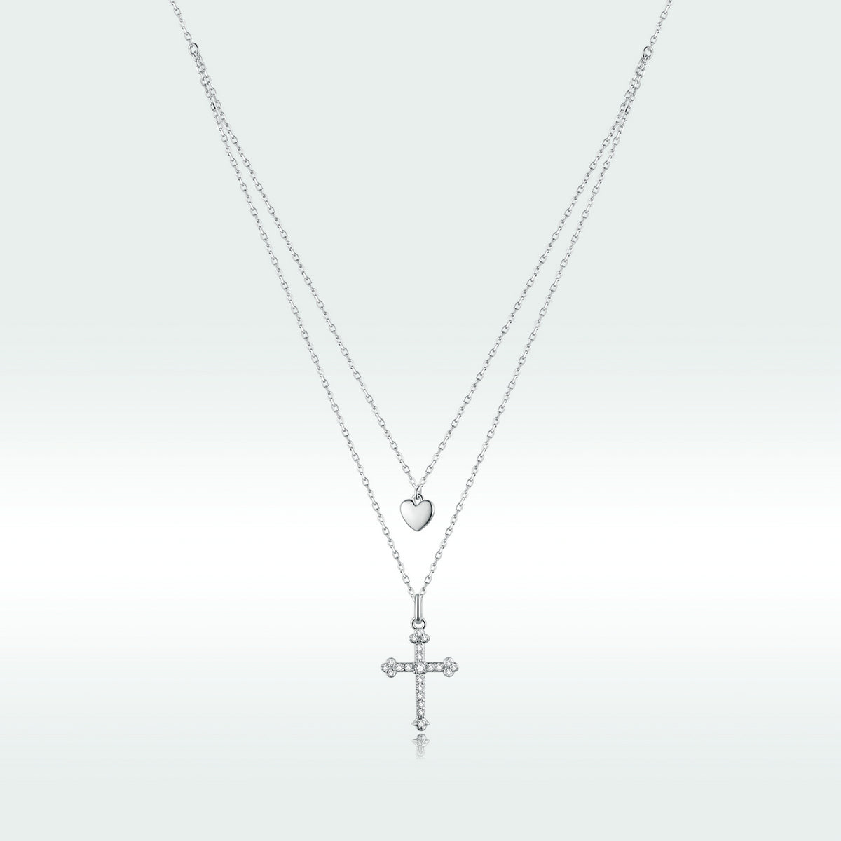 925 Sterling Silver Adjustable Platinum Plated Necklace with CZ - 1.4cm for Women