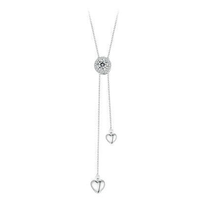 925 Sterling Silver 5mm Moissanite Necklace with Pavé Setting in White Gold, 450mm Length for Women