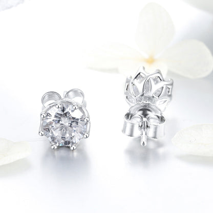 925 Sterling Silver Plated Platinum 0.6cm CZ Earrings