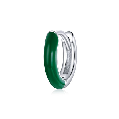 925 Sterling Silver Enamel Earrings 0.7cm for Women