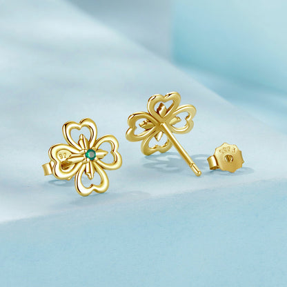 925 Sterling Silver Earrings with Pavé Setting CZ, 0.9cm, Oxidized Silver for Women