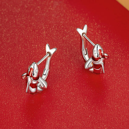 925 Sterling Silver Enamel and CZ Earrings with Platinum Plating for Women