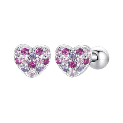 925 Sterling Silver Earrings with Pavé Setting CZ in White Gold for Women