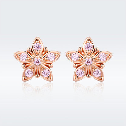 925 Sterling Silver Rose Gold Plated Pavé Setting CZ Earrings