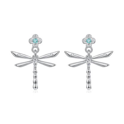 925 Sterling Silver Earrings with Pavé Setting CZ and Transparent Glass