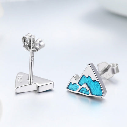 S925 Sterling Silver Earrings 0.7*0.9cm with Plated Platinum and Enamel