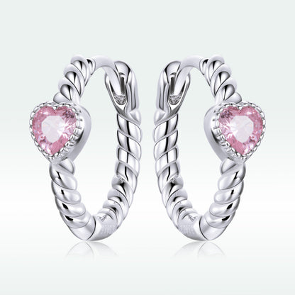 925 Sterling Silver CZ Earrings with Pavé Setting 1.3cm for Women