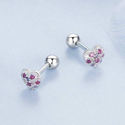 925 Sterling Silver Earrings with Pavé Setting CZ in White Gold for Women