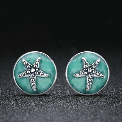 925 Sterling Silver Oxidized Enamel Earrings