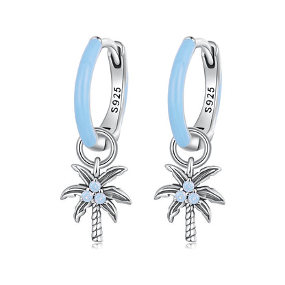 925 Sterling Silver Earrings with Nano Opal Stone and Enamel, Oxidized Finish