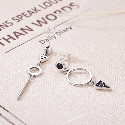 925 Sterling Silver Oxidized Pavé Setting CZ Earrings