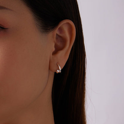925 Sterling Silver Earrings with White Gold Plating and CZ