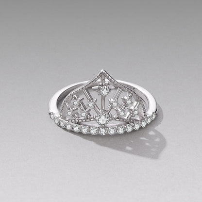 925 Sterling Silver White Gold Plated Ring with Pavé Setting CZ Size 6 for Women
