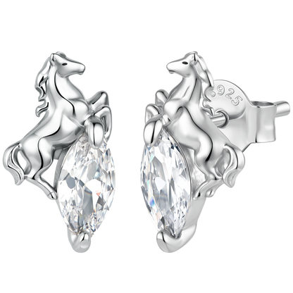 925 Sterling Silver White Gold Plated 1.2 x 0.7 cm Pavé CZ Earrings for Women