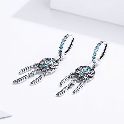 925 Sterling Silver Oxidized Silver Pavé CZ Earrings for Women, Size: 4*1 cm