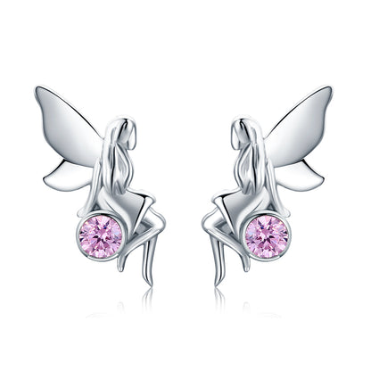 925 Sterling Silver Earrings with Pavé Setting CZ, 1.6*0.7 cm for Women