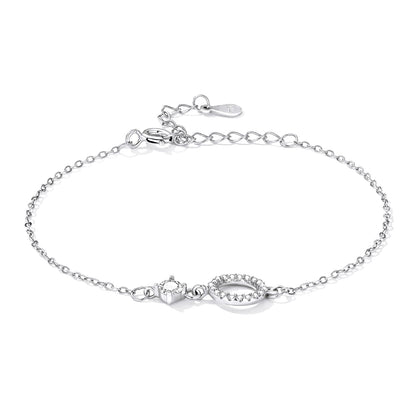 925 Sterling Silver Adjustable Bracelet with Pavé Set CZ for Women