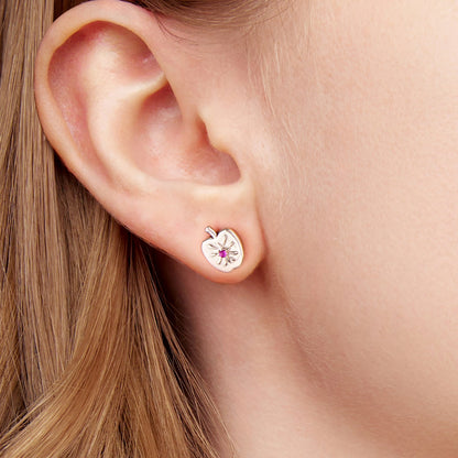 925 Sterling Silver Earrings with Synthetic Spinel & Enamel, 1.1x0.8cm for Women