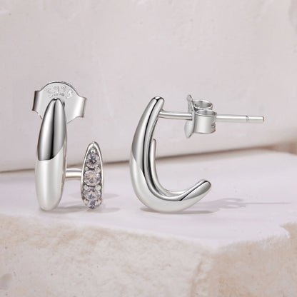 925 Sterling Silver Earrings with Pavé Setting CZ