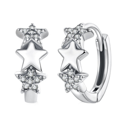 925 Sterling Silver Earrings with Pavé Setting CZ in Oxidized Silver