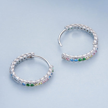 925 Sterling Silver Stud Earrings with CZ in Pavé Setting