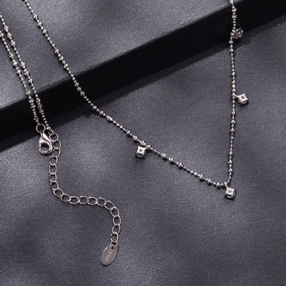 925 Sterling Silver 0.10ct Moissanite Necklace in White Gold, 40+5cm Chain for Women