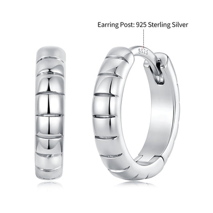 925 Silver White Gold Plated 1.4 x 0.3 cm Hoop Earrings for Women