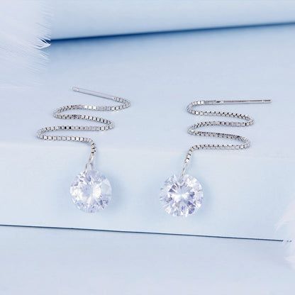 925 Sterling Silver Earrings with 0.8cm Main Stone and CZ for Women