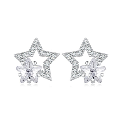 925 Sterling Silver Earrings 9x9mm with Pavé Setting CZ for Women