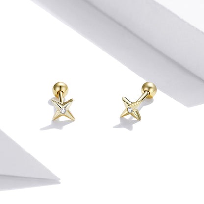 925 Sterling Silver Pavé CZ Gold Plated Earrings