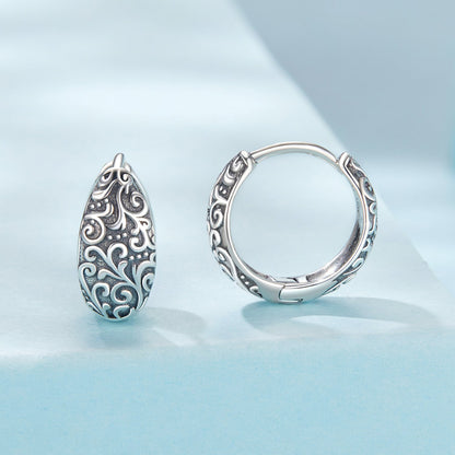925 Sterling Silver Oxidized Silver Earrings 1.2*0.6cm for Women