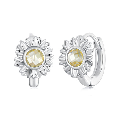 925 Sterling Silver Earrings with Transparent Glass, 12x9mm Size for Women