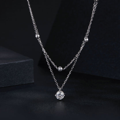 925 Sterling Silver Plated Platinum 5.0mm Moissanite Necklace for Women