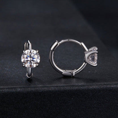 925 Sterling Silver & White Gold Plated 0.5 Carat Moissanite Earrings for Women