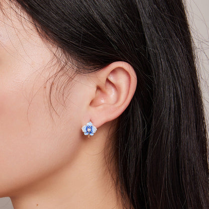 925 Sterling Silver Earrings with Enamel and Pavé Setting, 10mm for Women