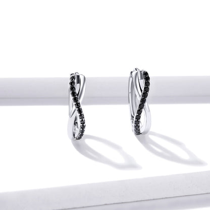 925 Sterling Silver Earrings 1.3*0.4cm with Pavé Setting CZ for Women