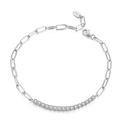925 Sterling Silver + Moissanite White Gold 21cm Bracelet for Women