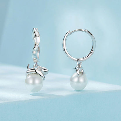 925 Sterling Silver Earrings with Quality Shell Pearl and CZ for Women