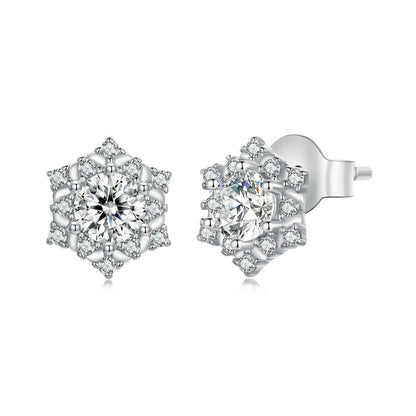 925 Sterling Silver Pavé Setting CZ Platinum Plated Earrings