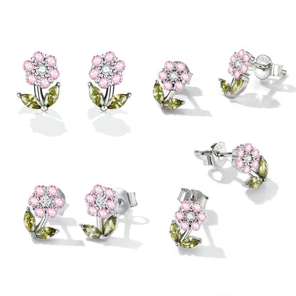925 Sterling Silver Earrings with Pavé Setting CZ in White Gold
